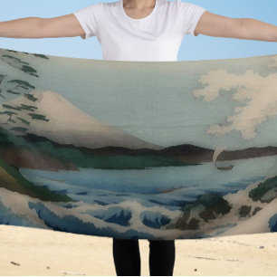 Serviette De Plage Vue sur la mer de Satta Point -Art japonais vintag