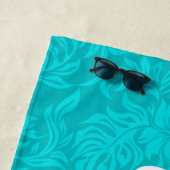 Serviette De Plage Waikiki Hibiscus Hawaiian Aloha Floral Turquoise (En situation)