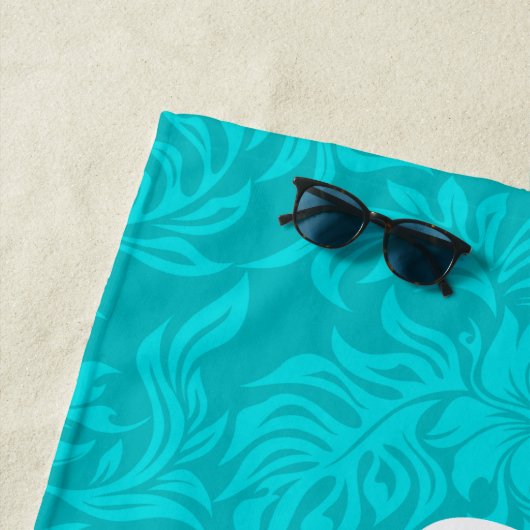 Serviette De Plage Waikiki Hibiscus Hawaiian Aloha Floral Turquoise (En situation)