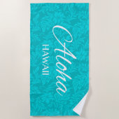 Serviette De Plage Waikiki Hibiscus Hawaiian Aloha Floral Turquoise (Devant)