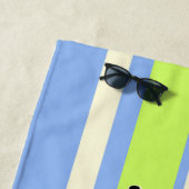 Serviette De Plage Waimea Surfboard Hawaiian Surfer à rayures - Bleu (En situation)