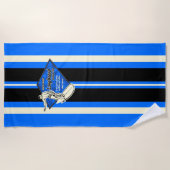 Serviette De Plage Waimea Surfboard rayé Hawaiian Surfer - Royal (Devant)