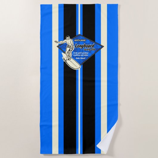 Serviette De Plage Waimea Surfboard rayé Hawaiian Surfer - Royal (Devant)
