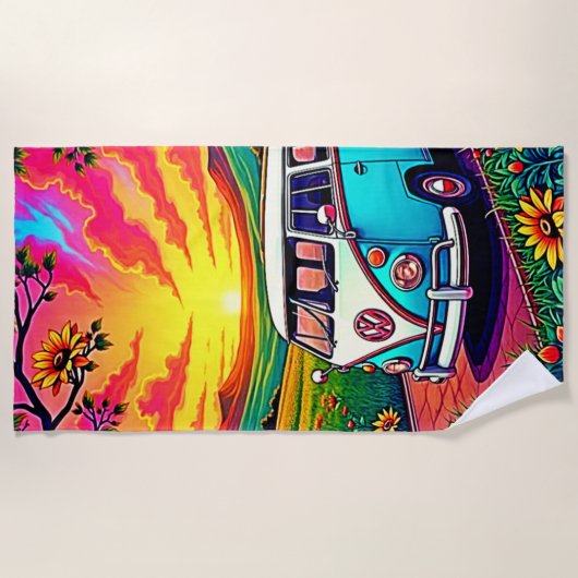 Serviette De Plage Wanderlust Van Sunset Art (Devant)