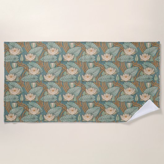 Serviette De Plage Water Lys Lily Art Nouveau Nature (Devant)