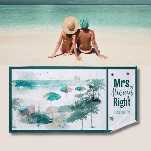 Serviette De Plage Watercolor Beach Scène drôle Lune de miel