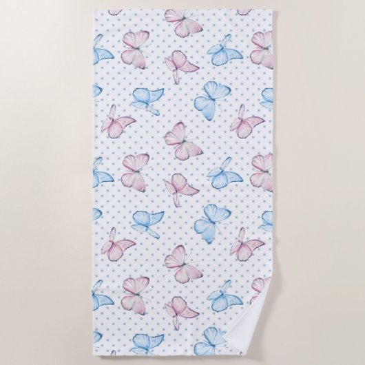 Serviette De Plage watercolor butterfly (Devant)