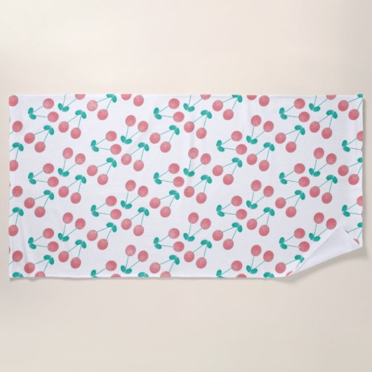 Serviette De Plage Watercolor Cherries Pattern (Devant)