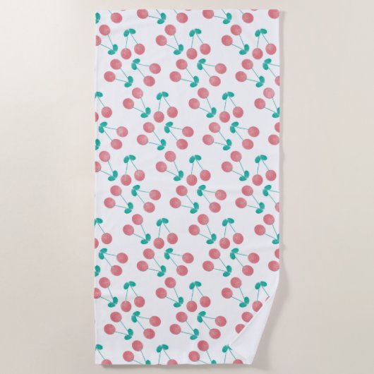 Serviette De Plage Watercolor Cherries Pattern (Devant)
