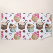 Serviette De Plage Watercolor cupcakes (Devant)