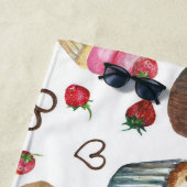 Serviette De Plage Watercolor cupcakes (En situation)
