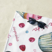 Serviette De Plage Watercolor cupcakes (En situation)