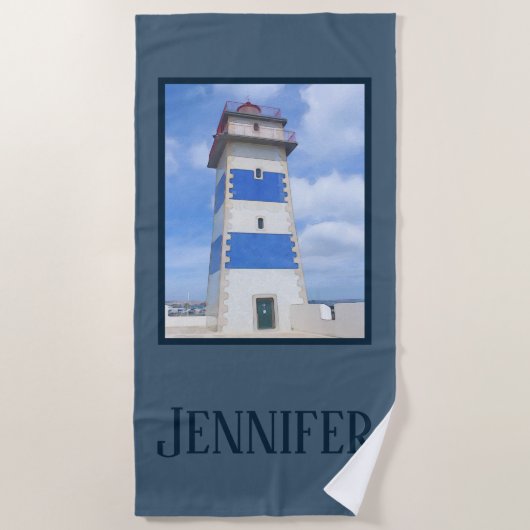 Serviette De Plage Watercolor lighthouse (Devant)