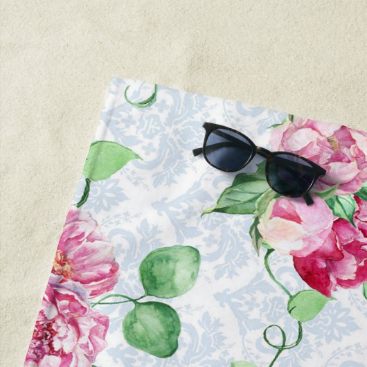 Serviette De Plage watercolor peony (En situation)