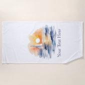 Serviette De Plage Watercolor Sailing Sailboat Nautical Sunset Ocean (Devant)