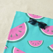 Serviette De Plage Watermelon Fruit Motif Turquoise Personnalisé (En situation)