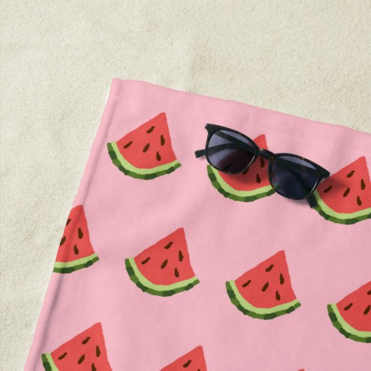 Serviette De Plage Watermelon Wedges Beach Towel (rose, rouge et vert (En situation)