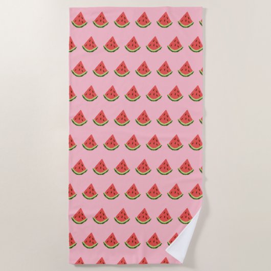 Serviette De Plage Watermelon Wedges Beach Towel (rose, rouge et vert (Devant)
