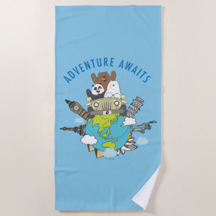 Serviette De Plage We Bare Bears - Adventure Awaits