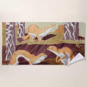 Serviette De Plage Weasel Animal Vintage Imprimer