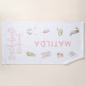 Serviette De Plage week-end de bachelorette à champagne girly rose (Devant)