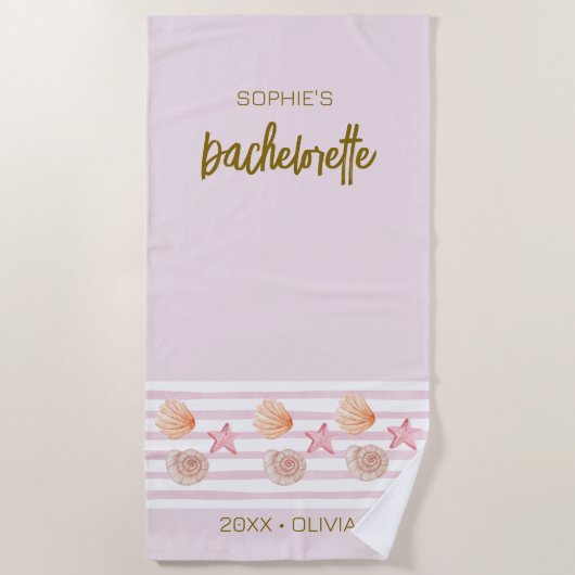 Serviette De Plage Week-end de bachelorette rose tropical personnalis (Devant)