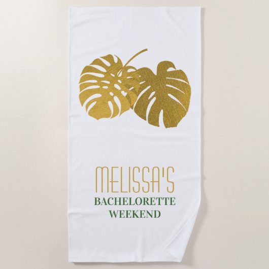Serviette De Plage Week-end de célibataire aux feuilles de Monstera e (Devant)