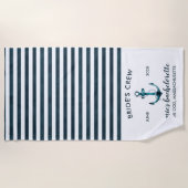 Serviette De Plage Week-end de célibataire Navy & Blanc Nautical (Devant)
