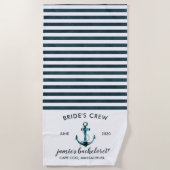 Serviette De Plage Week-end de célibataire Navy & Blanc Nautical (Devant)