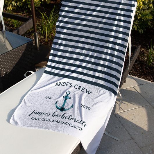 Serviette De Plage Week-end de célibataire Navy & Blanc Nautical