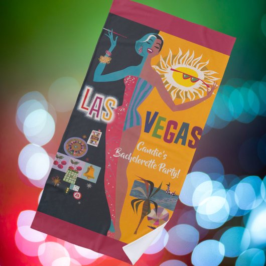 Serviette De Plage Week-end de célibataire rétro à Las Vegas