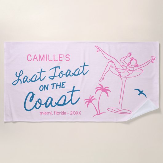 Serviette De Plage Week-end de dernière Toast célibataire dessiné à l (Devant)