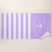 Serviette De Plage Week-end de Fiançailles Nautique Lavande & Blanc (Devant)