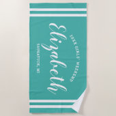 Serviette De Plage Week-end de filles turquoise Monogramme Nom (Devant)