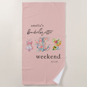 Serviette De Plage Week-end enterrement de vie de jeune fille aquarel