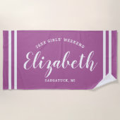 Serviette De Plage Week-end entre filles Orchidée Violet Monogramme N (Devant)
