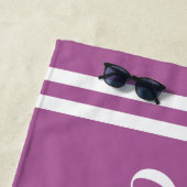 Serviette De Plage Week-end entre filles Orchidée Violet Monogramme N (En situation)