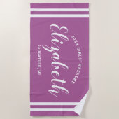 Serviette De Plage Week-end entre filles Orchidée Violet Monogramme N (Devant)