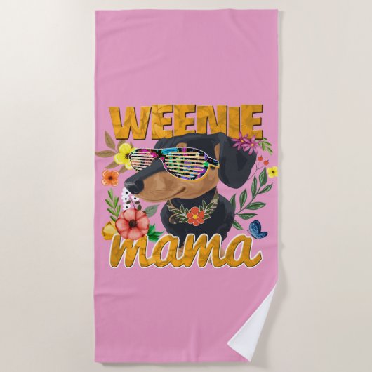 SERVIETTE DE PLAGE WEENIE MAMA DACHSHUND (Devant)