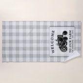 Serviette De Plage Welcome Family Nom Farm Tractor White Plaid (Devant)
