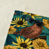 Serviette De Plage Wens et fleurs sur bleu foncé (En situation)