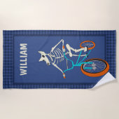 Serviette De Plage Werewolf Skeleton on a BMX Bike Personalized (Devant)