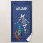 Serviette De Plage Werewolf Skeleton on a BMX Bike Personalized (Devant)