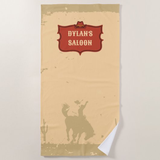 Serviette De Plage Western Cowboy Monogramme Nom Rustique Salon (Devant)