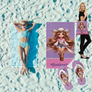Serviette De Plage Western Cowgirl Rodeo Princess 1 Personnalisé