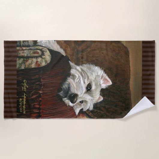 Serviette De Plage Westie sur canapé (Devant)