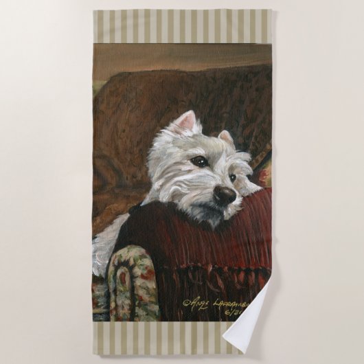 Serviette De Plage Westie sur canapé (Devant)