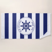 Serviette De Plage Wheel Monogrammed Boat Name de capitaine nautique (Devant)