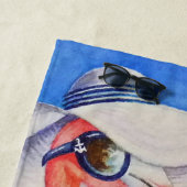 Serviette De Plage Whimsical Beach Babe Flamant rose No. 3 Aquarelle (En situation)