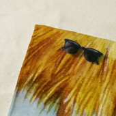 Serviette De Plage Whimsical Beach Babe Flamant rose No 4 Aquarelle A (En situation)